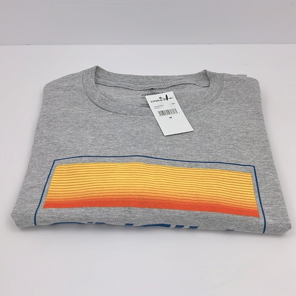 O’NEILL T-SHIT, MENS LIGHT GREY W/ORANGE & YELLOW LOGO, 90%COTTON, 10%POLYESTER - Picture 11 of 11